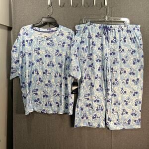 Disney & Friends Jersey Boxy Tee & Cropped Pants Pajama Mickey/Tie Dye Size 1X